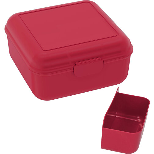 Vorratsdose 'Cube' Deluxe, Mit Trennschale , berry, Kunststoff, 14,00cm x 6,50cm x 14,00cm (Länge x Höhe x Breite), Bild 1