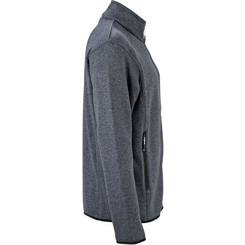 Men’s Knitted Fleece Jacket , James Nicholson, dunkelgrau-melange / silber, M, , Bild 3