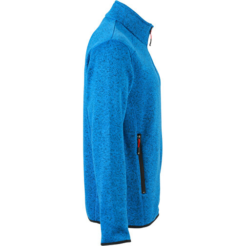 Men’s Knitted Fleece Jacket , James Nicholson, royal-melange / rot, XL, , Bild 3