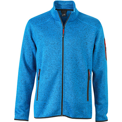 Men’s Knitted Fleece Jacket , James Nicholson, royal-melange / rot, S, , Bild 1