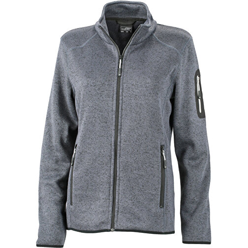Ladies’ Knitted Fleece Jacket , James Nicholson, dunkelgrau-melange / silber, M, , Bild 1