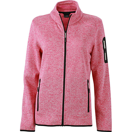 Ladies’ Knitted Fleece Jacket , James Nicholson, pink-melange / offweiss, M, , Bild 1