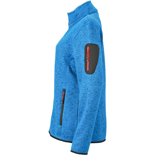 Ladies’ Knitted Fleece Jacket , James Nicholson, royal-melange / rot, XXL, , Bild 2