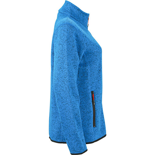 Ladies’ Knitted Fleece Jacket , James Nicholson, royal-melange / rot, 100% Polyester, XL, , Bild 3