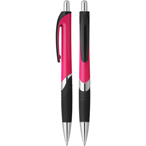 Druckkugelschreiber 'Lambda' , pink, schwarz, ABS, 14,10cm (Länge), Bild 1