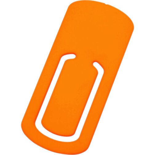 Zettelklammer , orange, PS, 8,00cm x 0,20cm x 3,50cm (Länge x Höhe x Breite), Bild 1