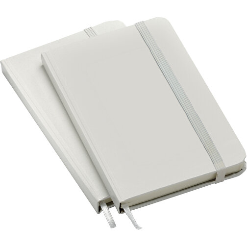 Notizbuch, Mini , weiss, weiss, PVC+PAP, 9,00cm x 1,30cm x 14,00cm (Länge x Höhe x Breite), Bild 1