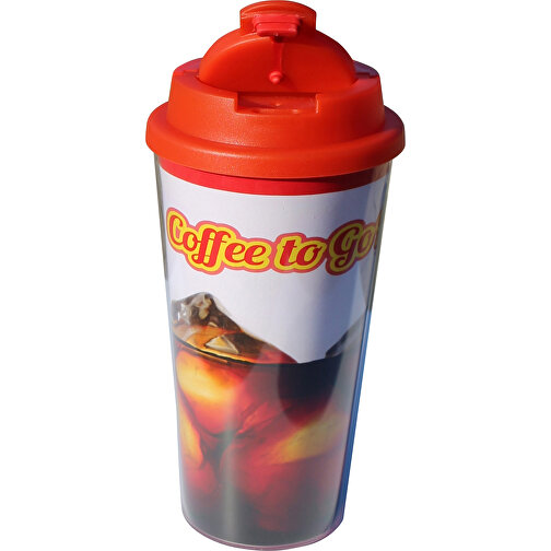 Thermobecher COFFEE To Go Mug Big , rot, Innen und transparentes Aussenteil  PS, Deckel PP, 18,00cm (Höhe), Bild 1