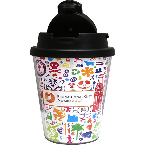Thermobecher COFFEE To Go Mug Mini, 250 Ml , schwarz, Innen und transparentes Aussenteil  PS, Deckel PP, 12,00cm (Höhe), Bild 3