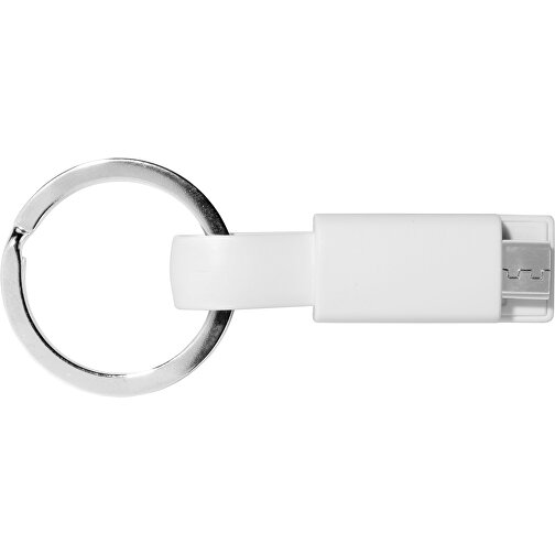 Schlüsselanhänger Micro-USB Kabel Kurz , Promo Effects, weiß, Kunststoff, 6,50cm (Länge), Bild 2