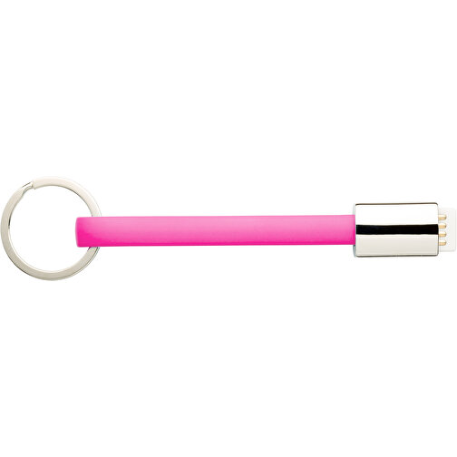 Schlüsselanhänger Micro-USB Kabel Lang , Promo Effects, pink, Kunststoff, 13,50cm (Länge), Bild 2