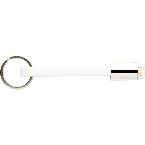 Schlüsselanhänger Micro-USB Kabel Lang , Promo Effects, weiss, Kunststoff, 13,50cm (Länge), Bild 2