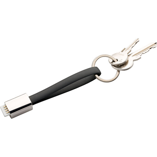 Schlüsselanhänger Micro-USB Kabel Lang , Promo Effects, schwarz, Kunststoff, 13,50cm (Länge), Bild 3