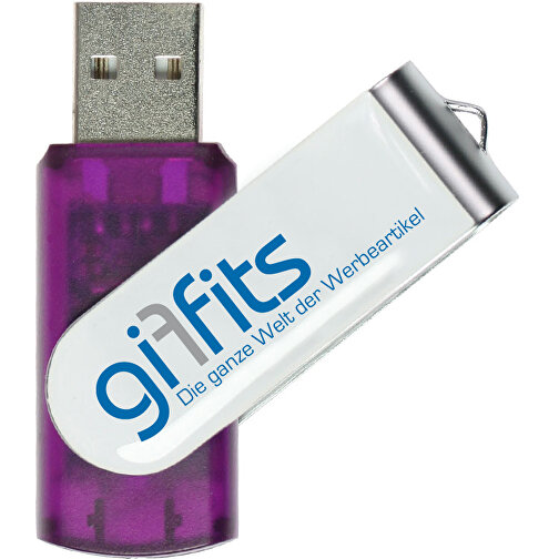 USB-Stick SWING DOMING 8GB , Promo Effects MB , violett transparent MB , 8 GB , Kunststoff/ Aluminium MB , 3 - 10 MB/s MB , 5,70cm x 1,00cm x 1,90cm (Länge x Höhe x Breite), Bild 1