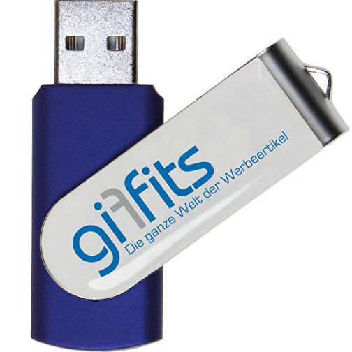 USB-Stick SWING DOMING 2GB , Promo Effects MB , blau metallic MB , 2 GB , Kunststoff/ Aluminium MB , 3 - 10 MB/s MB , 5,70cm x 1,00cm x 1,90cm (Länge x Höhe x Breite), Bild 1