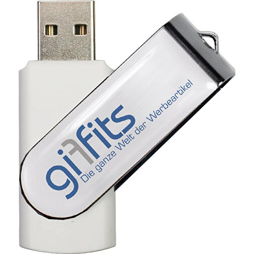 USB-Stick SWING DOMING 2GB , Promo Effects MB , weiss MB , 2 GB , Kunststoff/ Aluminium MB , 3 - 10 MB/s MB , 5,70cm x 1,00cm x 1,90cm (Länge x Höhe x Breite), Bild 1