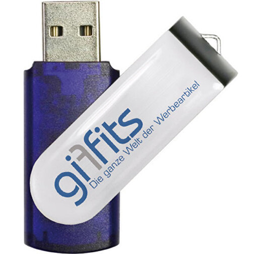 USB-Stick SWING DOMING 1GB , Promo Effects MB , blau transparent MB , 1 GB , Kunststoff/ Aluminium MB , 3 - 10 MB/s MB , 5,70cm x 1,00cm x 1,90cm (Länge x Höhe x Breite), Bild 1