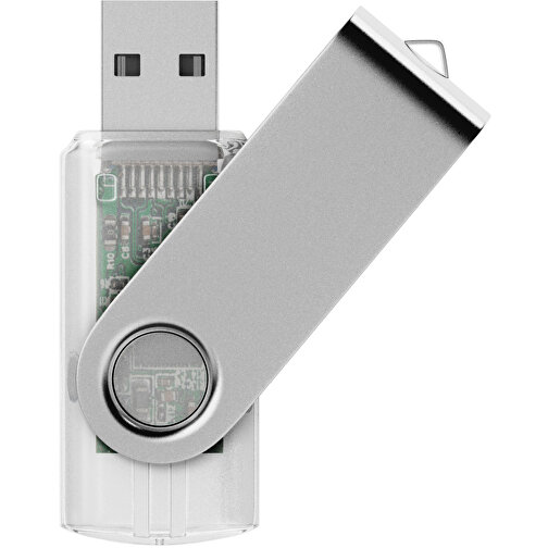 USB-Stick SWING 3.0 32 GB , Promo Effects MB , klar transparent MB , 32 GB , Kunststoff, Metall MB , 10 - 45 MB/s MB , 5,80cm x 1,09cm x 1,90cm (Länge x Höhe x Breite), Bild 1