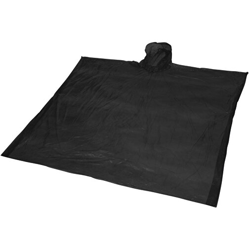 Ziva Einweg Regenponcho Mit Hülle , schwarz, PE Kunststoff, 15,80cm x 1,00cm x 10,70cm (Länge x Höhe x Breite), Bild 1