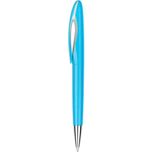 Kugelschreiber Tokio Bunt Silber , Promo Effects, hellblau/silber, Kunststoff, 14,50cm x 1,50cm (Länge x Breite), Bild 1