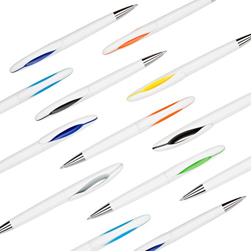 Kugelschreiber Tokio Weiß , Promo Effects, weiß/hellblau, Kunststoff, 14,50cm x 1,50cm (Länge x Breite), Bild 4