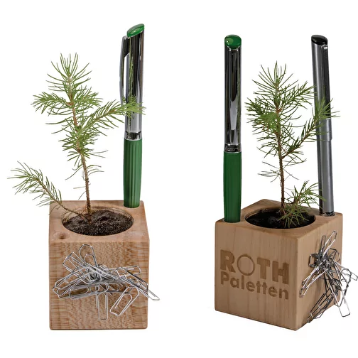 Pot cube bois de bureau de Noël - Epicéa - Epicéa, Image 3