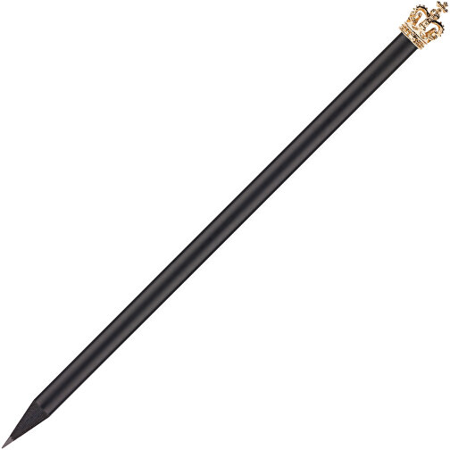 Bleistift Mit Metallkrone , schwarz, Krone gold, Holz, 19,00cm (Länge), Bild 2