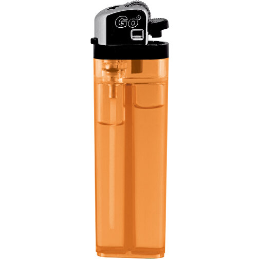 GO Transparent Classic  Feuerzeug , orange, Kunststoff, 8,10cm x 1,00cm x 2,30cm (Länge x Höhe x Breite), Bild 1