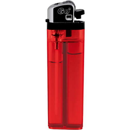 GO Classic Transparent Feuerzeug , rot, Kunststoff, 8,10cm x 1,00cm x 2,30cm (Länge x Höhe x Breite), Bild 1