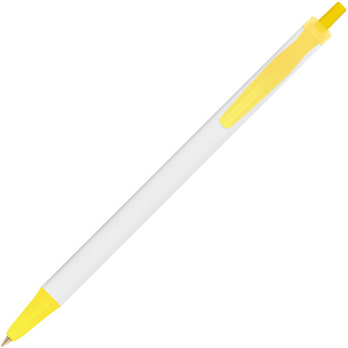 BIC® Clic Stic Kugelschreiber , BiC, weiss/gefr. gelb, Kunststoff, 14,00cm x 1,20cm (Länge x Breite), Bild 2