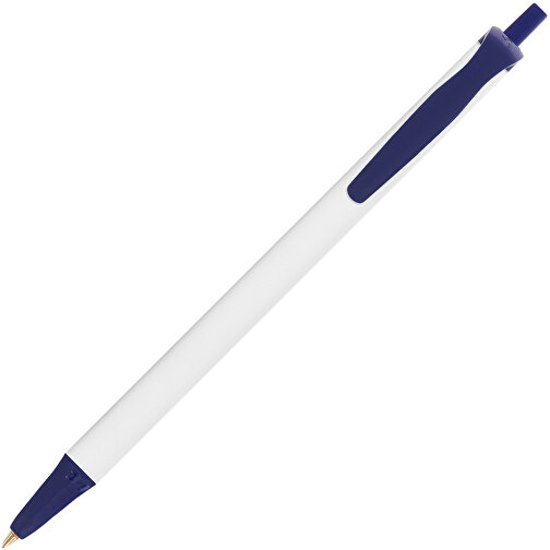 BIC® Clic Stic Kugelschreiber , BiC, weiß/marineblau, Kunststoff, 14,00cm x 1,20cm (Länge x Breite), Bild 2