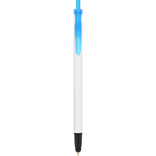 BIC® Clic Stic Stylus Kugelschreiber , BiC, weiss/gefr. blau/schwarz, Kunststoff, 14,00cm x 1,20cm (Länge x Breite), Bild 1
