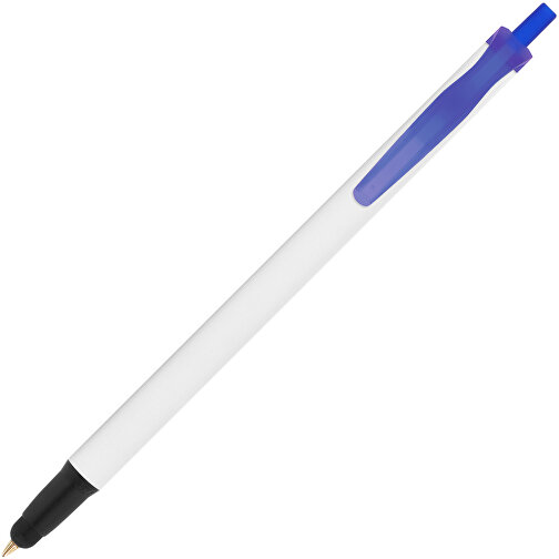 BIC® Clic Stic Stylus Kugelschreiber , BiC, weiss/gefr. dunkelblau/schwarz, Kunststoff, 14,00cm x 1,20cm (Länge x Breite), Bild 2