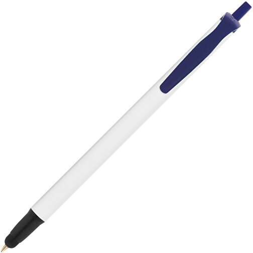 BIC® Clic Stic Stylus Kugelschreiber , BiC, weiss/marineblau/schwarz, Kunststoff, 14,00cm x 1,20cm (Länge x Breite), Bild 2