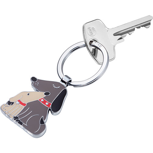 TROIKA Schlüsselanhänger DOG & DOGGY , Troika, beige, braun, Emaille, Metallguss, 7,60cm x 0,40cm x 3,50cm (Länge x Höhe x Breite), Bild 2