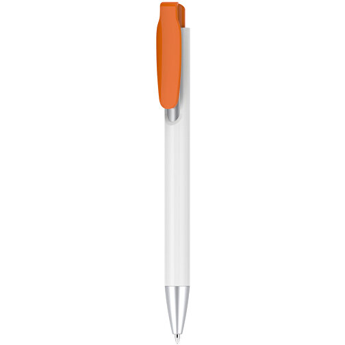 Kugelschreiber – Fanny Silber , Promo Effects, orange, Kunststoff, 14,20cm x 1,20cm (Länge x Breite), Bild 1