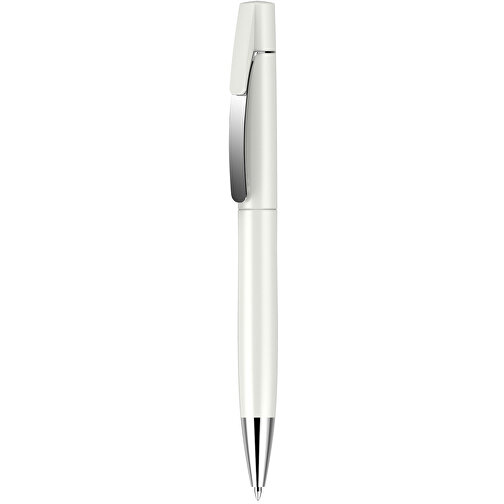 Kugelschreiber Lucky Metallic , Promo Effects, weiss metallic, Kunststoff, 14,00cm x 1,10cm (Länge x Breite), Bild 2