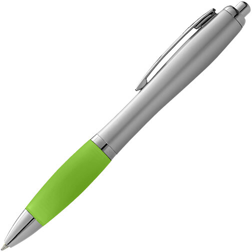 Nash Kugelschreiber Silbern Mit Farbigem Griff , silber / lindgrün, ABS Kunststoff, 14,00cm (Länge), Bild 3