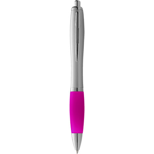 Nash Kugelschreiber Silbern Mit Farbigem Griff , silber / rosa, ABS Kunststoff, 14,00cm (Länge), Bild 1