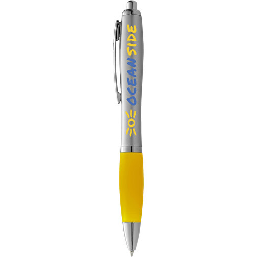 Nash Kugelschreiber Silbern Mit Farbigem Griff , silber / gelb, ABS Kunststoff, 14,00cm (Länge), Bild 5