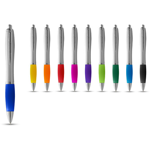 Nash Kugelschreiber Silbern Mit Farbigem Griff , silber / rot, ABS Kunststoff, 14,00cm (Länge), Bild 7