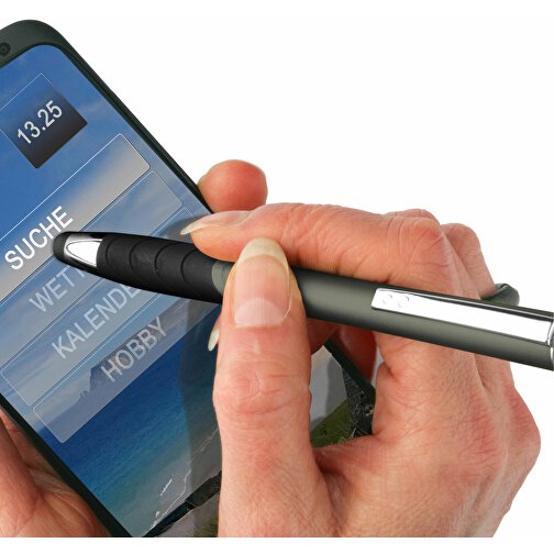 EXPRESSDRUCK Touchscreen-Druckkugelschreiber 'Atlas' , grau, schwarz, ABS, 13,90cm (Länge), Bild 3