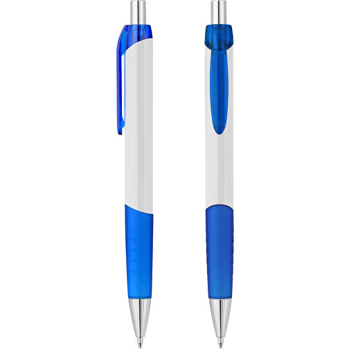 Druckkugelschreiber 'Epsilon' , weiss, blau-transparent, ABS, 14,10cm (Länge), Bild 1