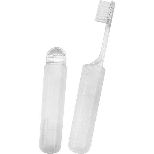 Reise-Zahnbürste , gefrostet glasklar, PP+PS, 11,00cm x 1,70cm x 2,20cm (Länge x Höhe x Breite), Bild 1