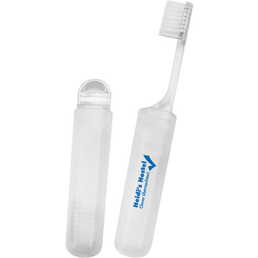 Reise-Zahnbürste , gefrostet glasklar, PP+PS, 11,00cm x 1,70cm x 2,20cm (Länge x Höhe x Breite), Bild 2