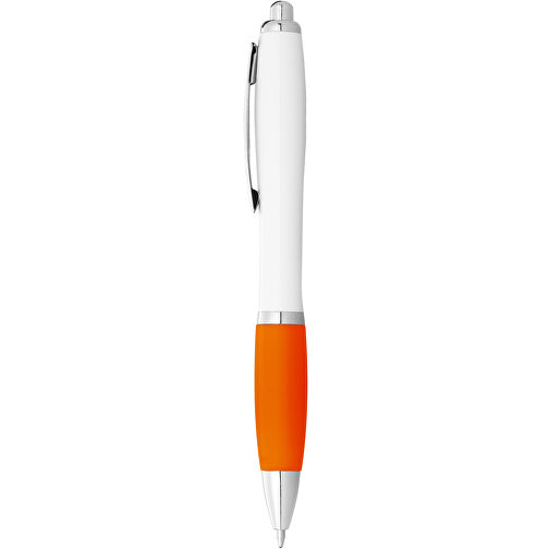 Nash Kugelschreiber Weiss Mit Farbigem Griff , weiss / orange, ABS Kunststoff, 14,00cm (Höhe), Bild 2