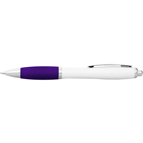 Nash Kugelschreiber Weiß Mit Farbigem Griff , weiß / lila, ABS Kunststoff, 14,00cm (Höhe), Bild 4