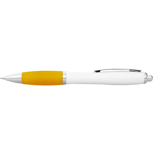 Nash Kugelschreiber Weiss Mit Farbigem Griff , weiss / gelb, ABS Kunststoff, 14,00cm (Höhe), Bild 4