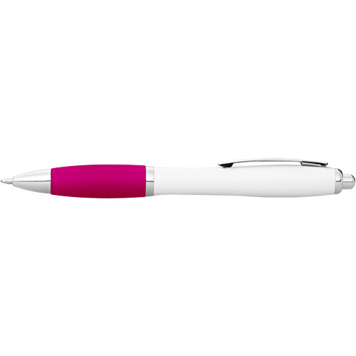 Nash Kugelschreiber Weiß Mit Farbigem Griff , weiß / rosa, ABS Kunststoff, 14,00cm (Länge), Bild 4