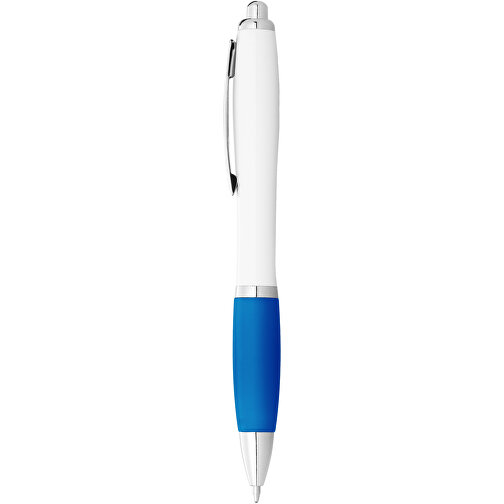 Nash Kugelschreiber Weiß Mit Farbigem Griff , weiß / aquablau, ABS Kunststoff, 14,00cm (Länge), Bild 2